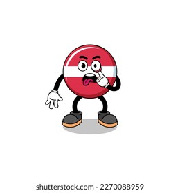 Character Illustration of latvia flag with tongue sticking out , character design