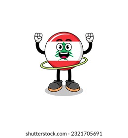 Character Illustration of lebanon flag playing hula hoop , character design