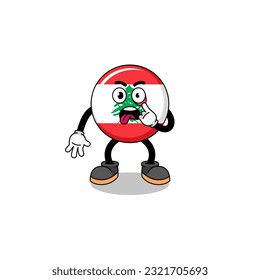 Character Illustration of lebanon flag with tongue sticking out , character design