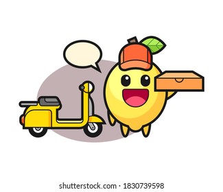 Character illustration of lemon as a pizza deliveryman