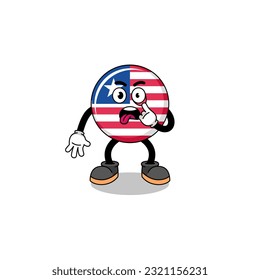 Character Illustration of liberia flag with tongue sticking out , character design