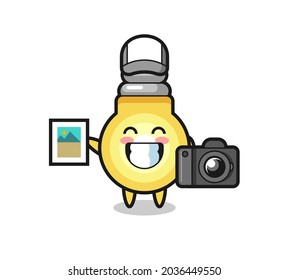 Character Illustration of light bulb as a photographer , cute style design for t shirt, sticker, logo element