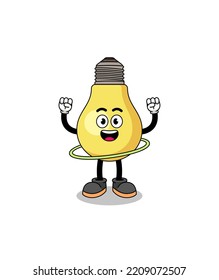Character Illustration of light bulb playing hula hoop , character design