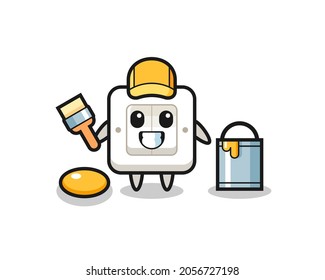 Character Illustration of light switch as a painter , cute style design for t shirt, sticker, logo element