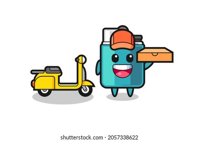 Character Illustration of lighter as a pizza deliveryman , cute design