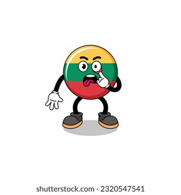 Character Illustration of lithuania flag with tongue sticking out , character design