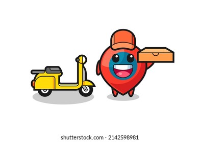 Character Illustration of location symbol as a pizza deliveryman , cute design