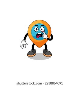 Character Illustration of location symbol with tongue sticking out , character design