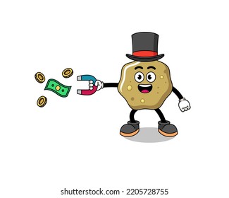 Característica Ilustración de heces sueltas atrapando dinero con un imán , diseño de carácter
