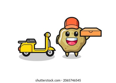 Zeichen Illustration loser Hocker als Pizzablieferant , süßes Design für T-Shirt, Aufkleber, Logo-Element