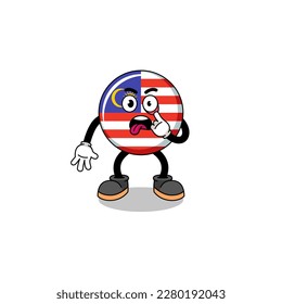 Character Illustration of malaysia flag with tongue sticking out , character design