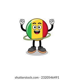 Character Illustration of mali flag playing hula hoop , character design