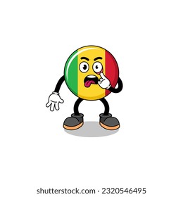 Character Illustration of mali flag with tongue sticking out , character design