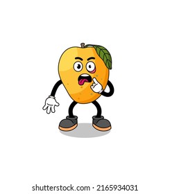 Character Illustration of mango fruit with tongue sticking out , character design