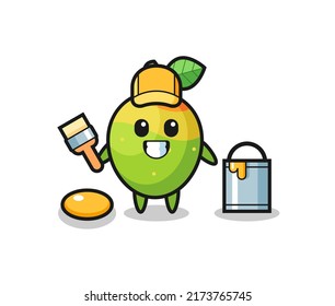 Característica Ilustración del mango como pintor , diseño de estilo lindo para camiseta, pegatina, elemento logo