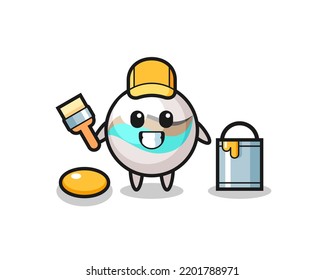 Character Illustration of marble toy as a painter , cute design