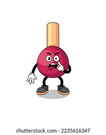 Character Illustration of matches with tongue sticking out , character design