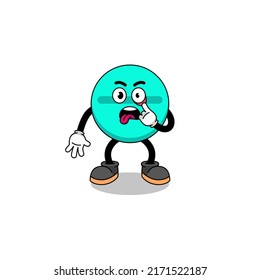 Character Illustration of medicine tablet with tongue sticking out , character design