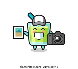 Character Illustration of melon juice as a photographer , cute style design for t shirt, sticker, logo element