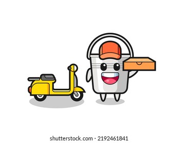 Character Illustration of metal bucket as a pizza deliveryman , cute style design for t shirt, sticker, logo element