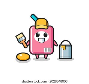 Character Illustration of milk box as a painter , cute style design for t shirt, sticker, logo element