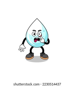 Character Illustration of milk drop with tongue sticking out , character design