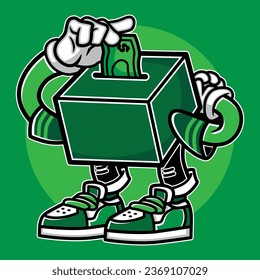 character illustration of money box saving money for fund raising 
