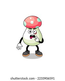 Character Illustration of mushroom with tongue sticking out , character design