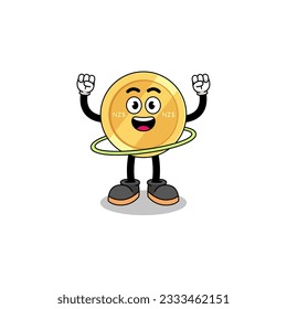 Character Illustration of new zealand dollar playing hula hoop , character design