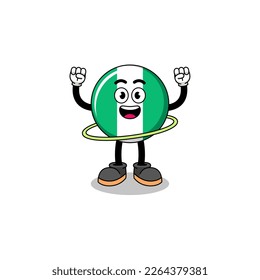 Character Illustration of nigeria flag playing hula hoop , character design