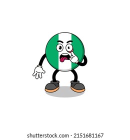 Character Illustration of nigeria flag with tongue sticking out , character design