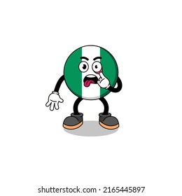 Character Illustration of nigeria flag with tongue sticking out , character design