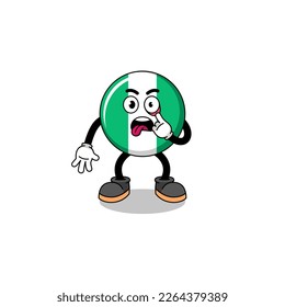 Character Illustration of nigeria flag with tongue sticking out , character design