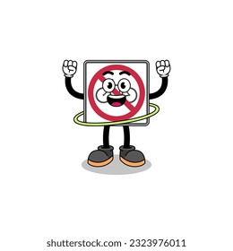 Character Illustration of no bicycles road sign playing hula hoop , character design