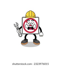 Character Illustration of no bicycles road sign with 404 error , character design