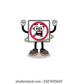 Character Illustration of no left turn road sign playing hula hoop , character design