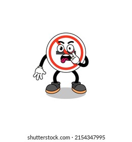 Character Illustration of no smoking sign with tongue sticking out , character design