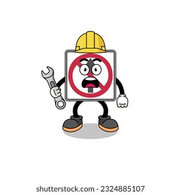 Character Illustration of no thru movement road sign with 404 error , character design