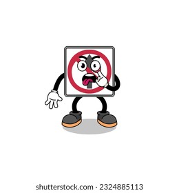 Character Illustration of no thru movement road sign with tongue sticking out , character design