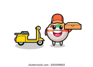 Character Illustration of noodle bowl as a pizza deliveryman , cute style design for t shirt, sticker, logo element