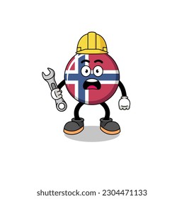 Character Illustration of norway flag with 404 error , character design