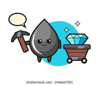 Character illustration of oil drop as a miner, cute style design for t shirt, sticker, logo element