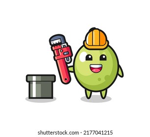 Character Illustration of olive as a plumber , cute style design for t shirt, sticker, logo element