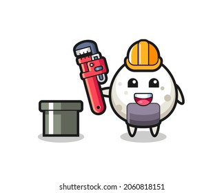 Character Illustration of onigiri as a plumber , cute style design for t shirt, sticker, logo element