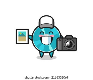 Character Illustration of optical disc as a photographer , cute style design for t shirt, sticker, logo element