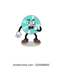 Character Illustration of optical disc with tongue sticking out , character design