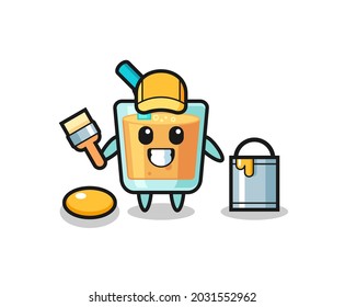 Character Illustration of orange juice as a painter , cute style design for t shirt, sticker, logo element