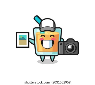 Character Illustration of orange juice as a photographer , cute style design for t shirt, sticker, logo element