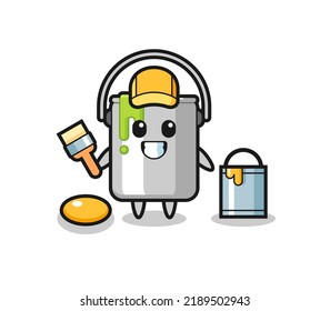 Característica Ilustración de lata de pintura como pintor , diseño de estilo lindo para camiseta, pegatina, elemento logo