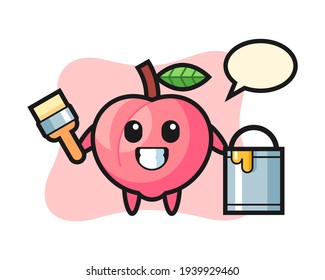 Character illustration of peach as a painter